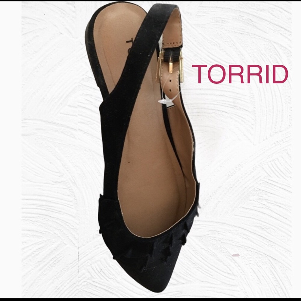 Torrid Black Pointed Slingback Flats